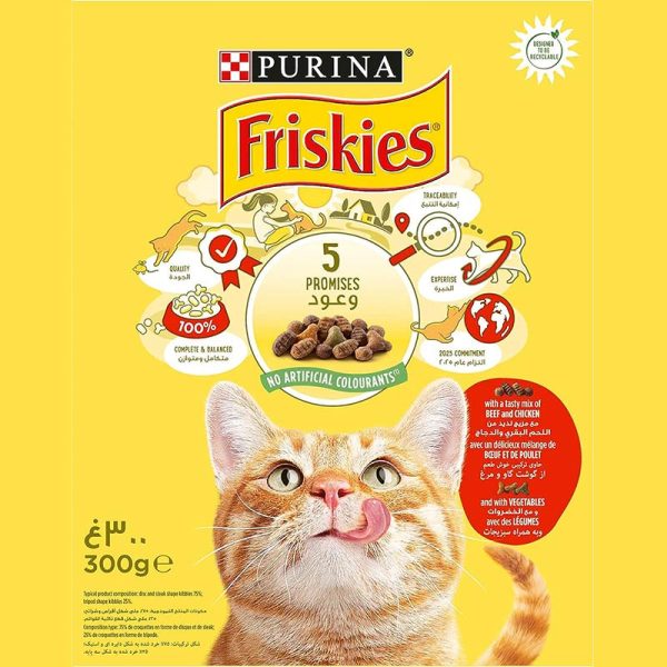 Friskies Purina avec un savoureux mélange de boeuf et de poulet et avec des légumes, 300g