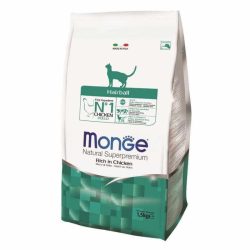 MONGE Chat adulte Hairball au poulet 1.5 KG