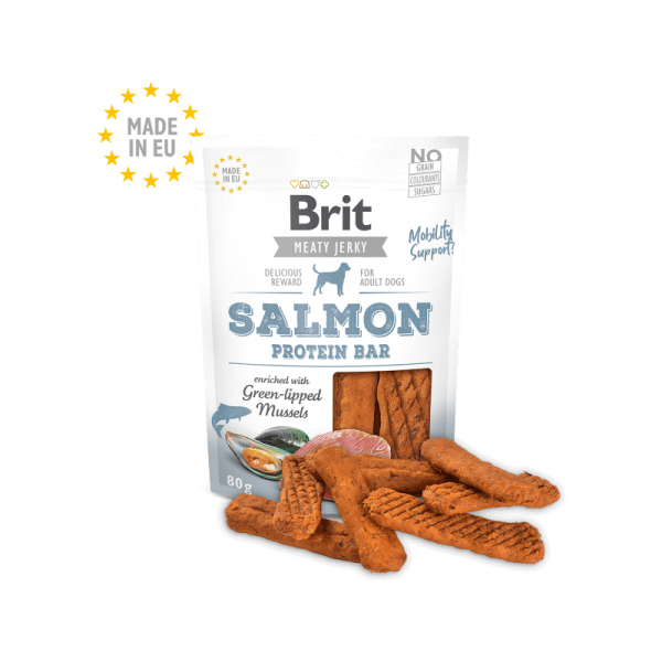 Brit Meat Jerky Snack–Barre Protéinée Saumon 80 gr